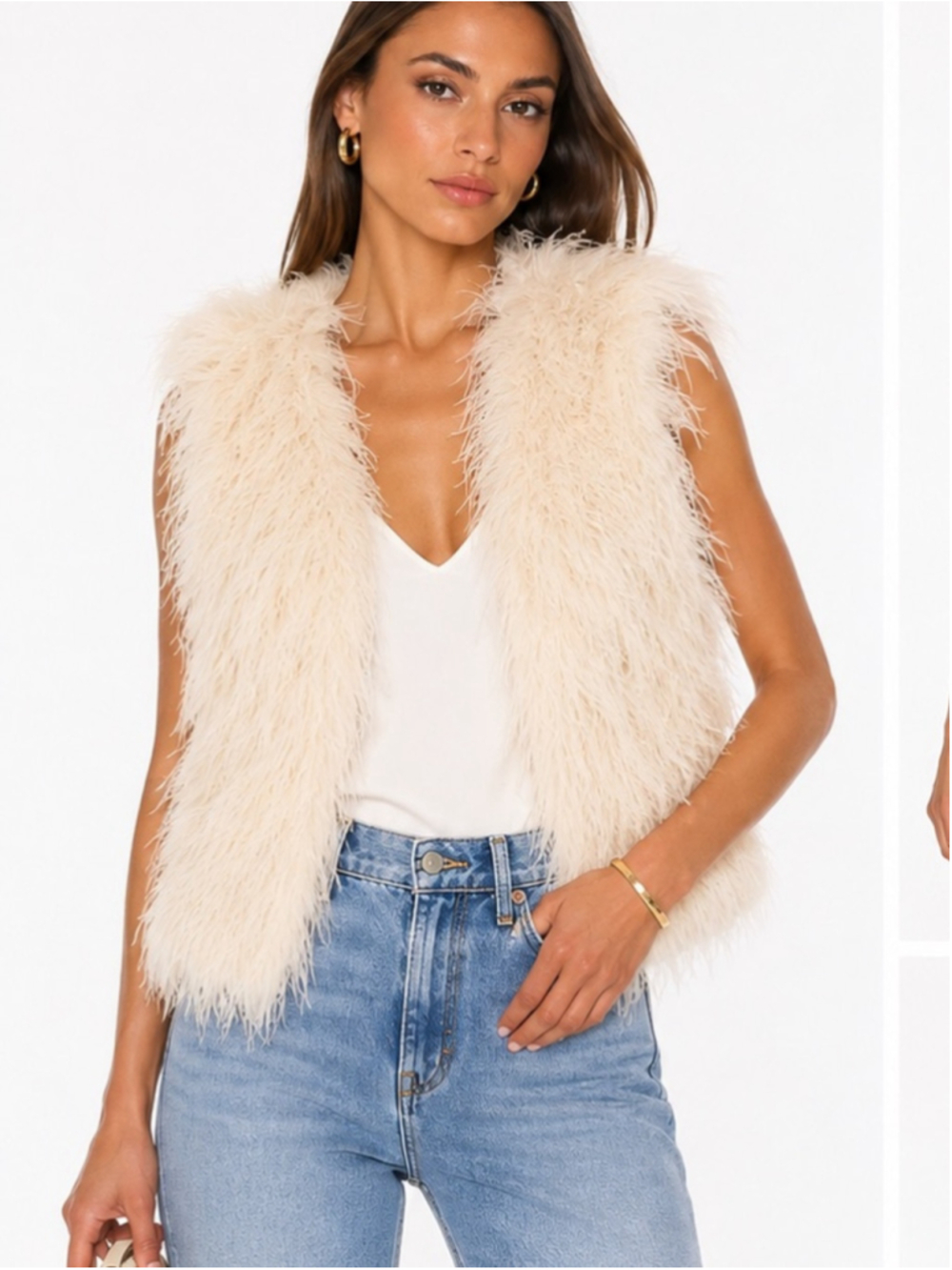 Club Monaco Ivory Feather Vest Size S